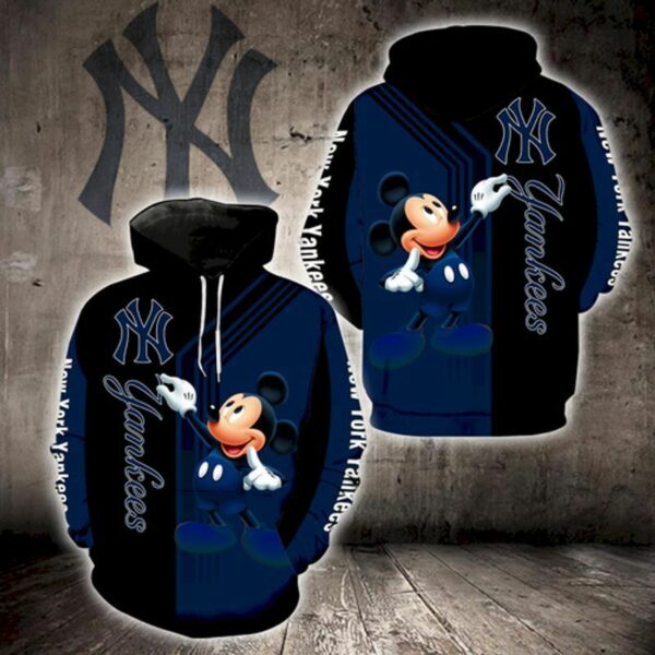 New York Yankees Disney Mickey Funny Hoodie Zip Hoodie Blue Print Holiday  Gift For Fans Christmas - Freedomdesign